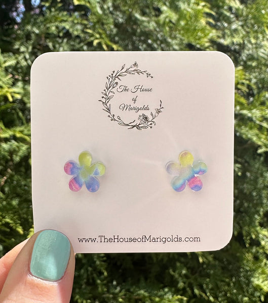 Tie-Dye Flower Studs
