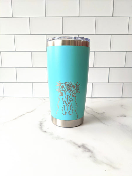 Flower Crown Chicken Tumbler| Chicken Lover| Engraved Tumbler | Farm| Farmer| 20 ounce| Travel Mug|Gift for her| Christmas Gift