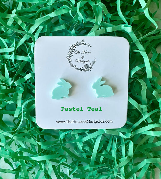 Pastel Teal Bunny Studs